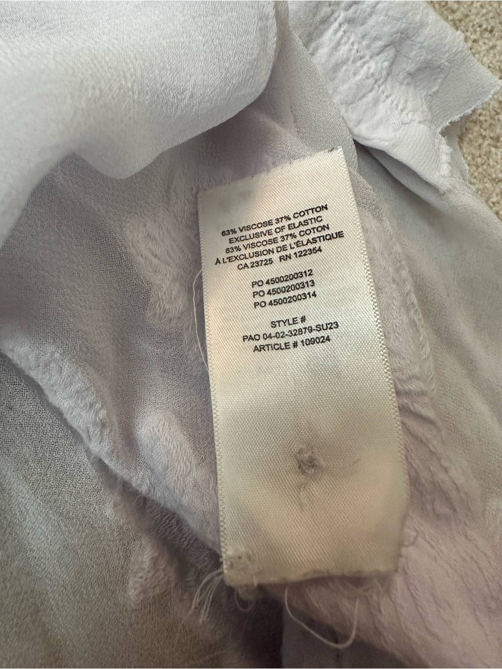 Aritzia Wilfred Alexis Blouse Ice Lavender Floral Burnout Chiffon Ruffle Small - Picture 13 of 13